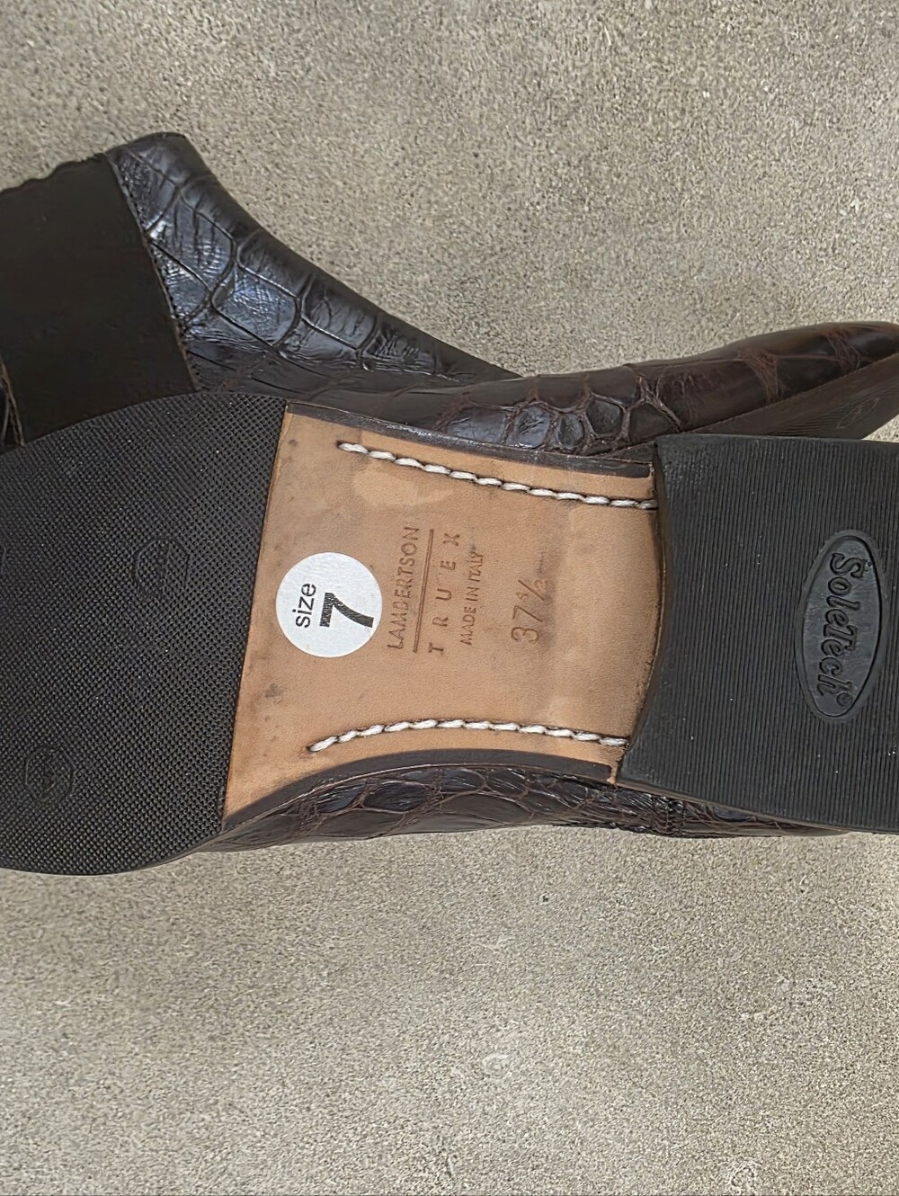 Vintage Lambertson Truex Dark Brown Croc-Embossed Leather Chelsea Boots 37.5/7 - Picture 9 of 12